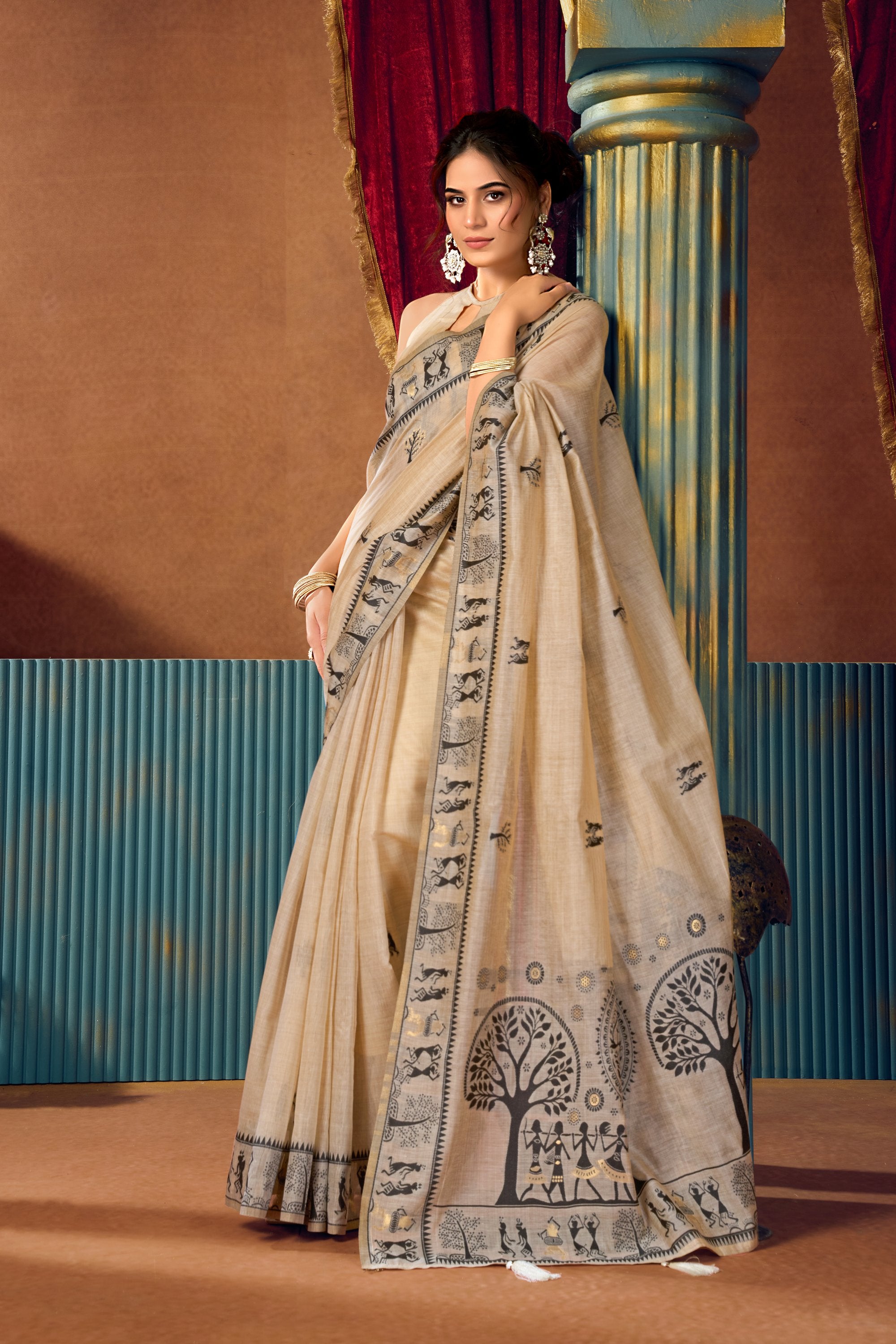 Yamini Saree - Ivory Beige - Border Detail