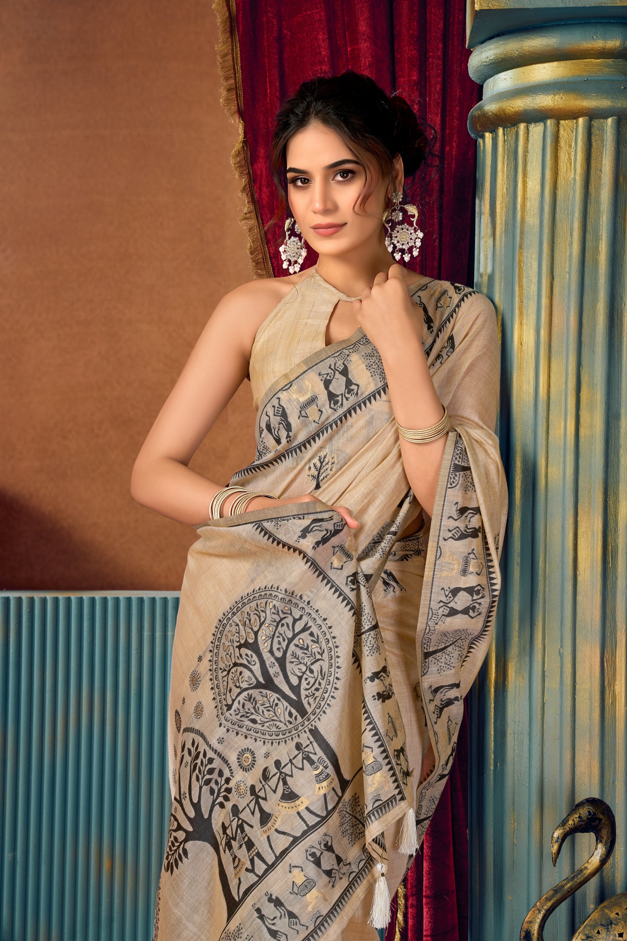 Yamini Saree - Ivory Beige - Blouse View