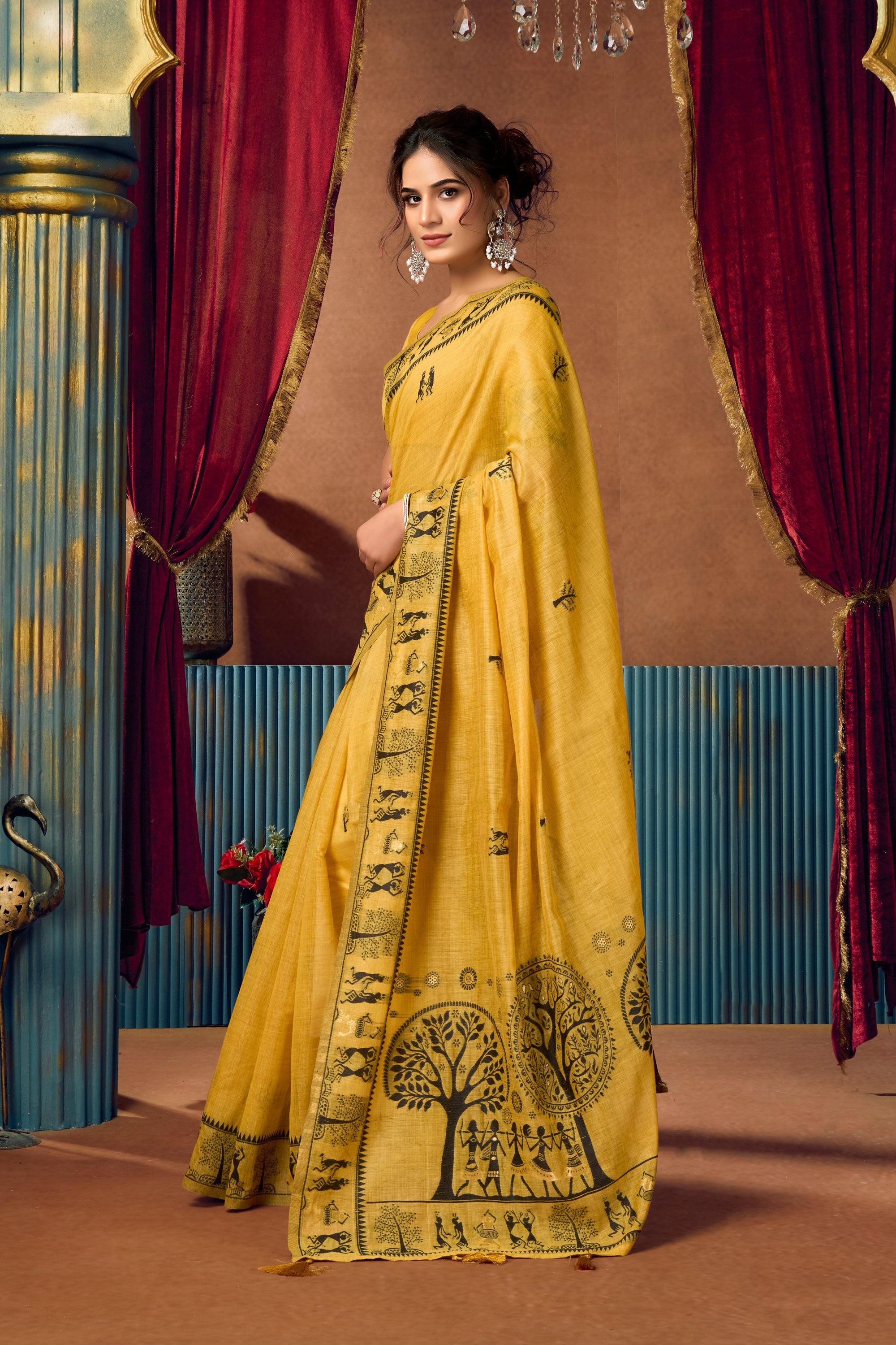 Yamini Saree - Mustard Gold - Full View