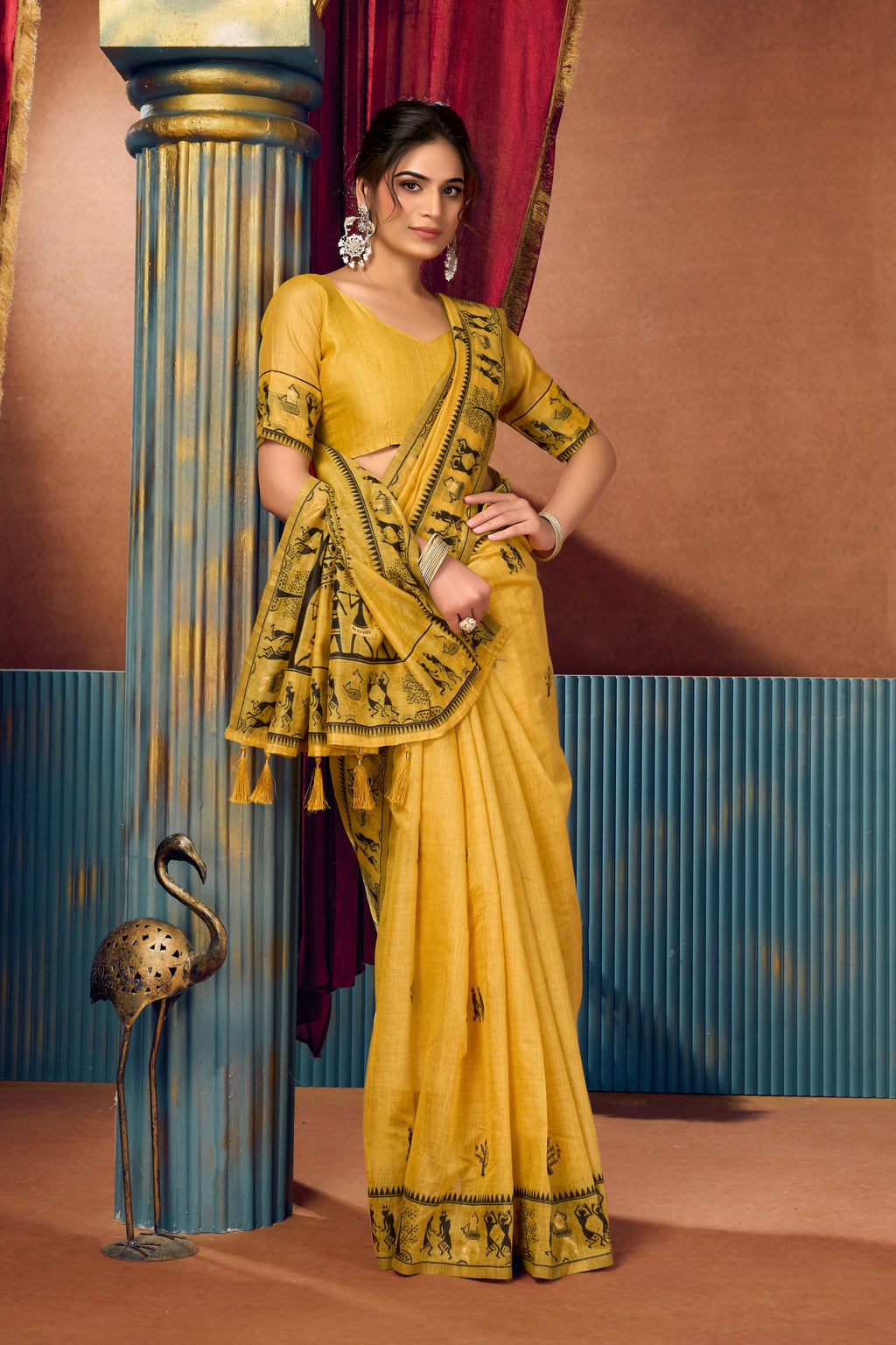 Yamini Saree - Mustard Gold - Border Detail