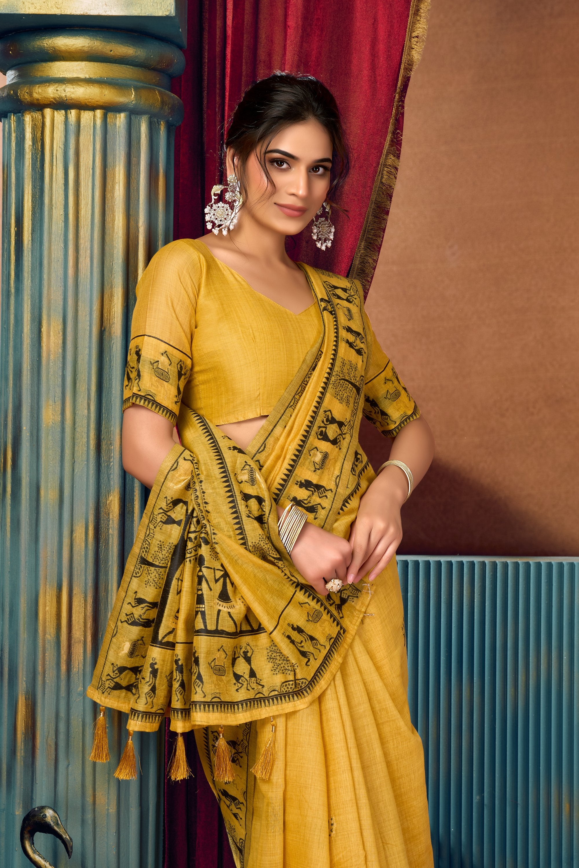 Yamini Saree - Mustard Gold - Blouse View
