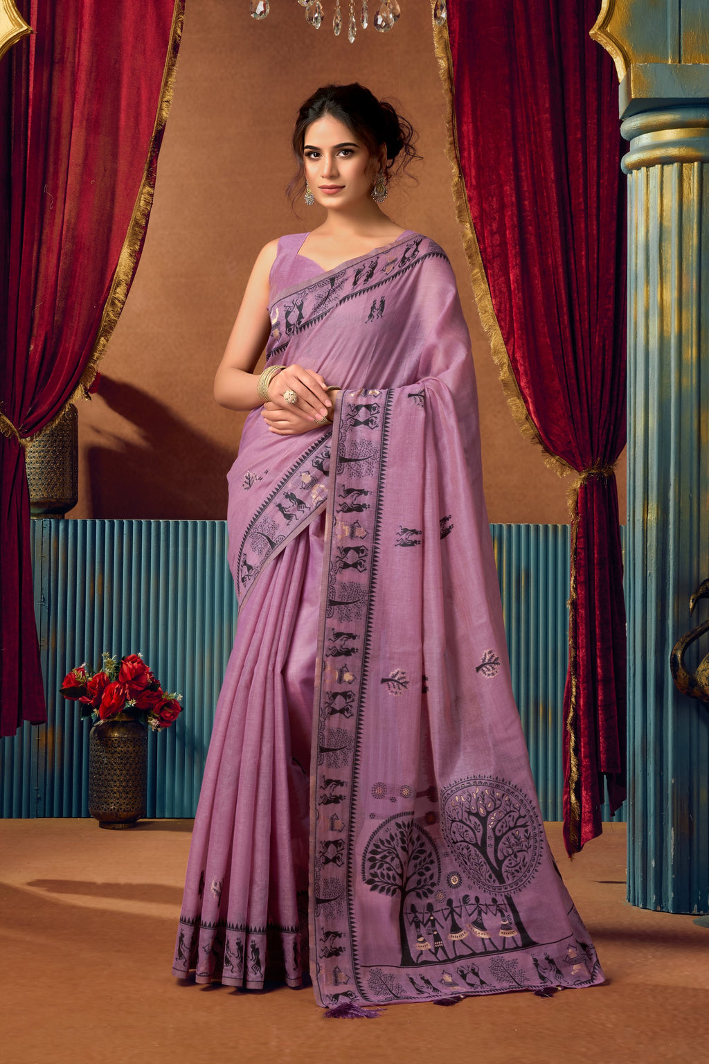 Yamini Saree - Orchid Lilac - Front Drape