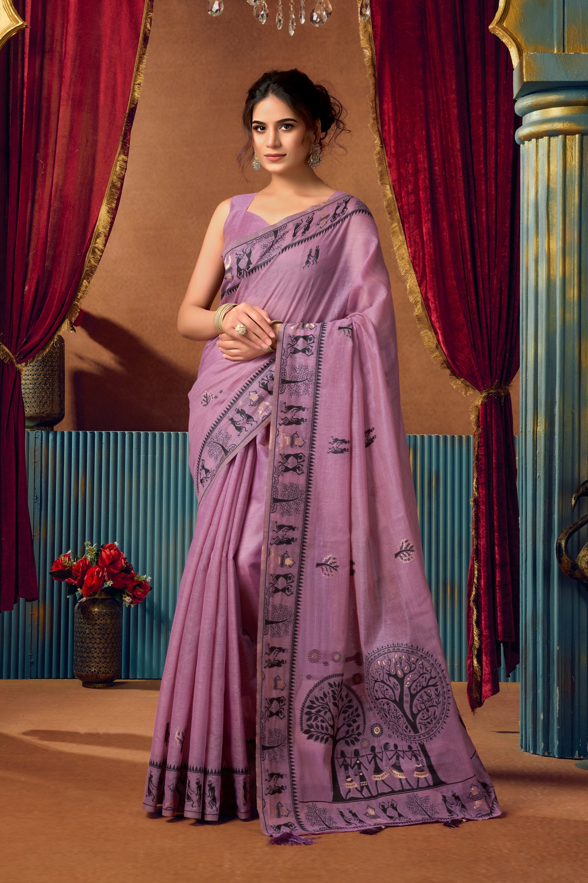 Yamini Saree - Orchid Lilac - Front Drape