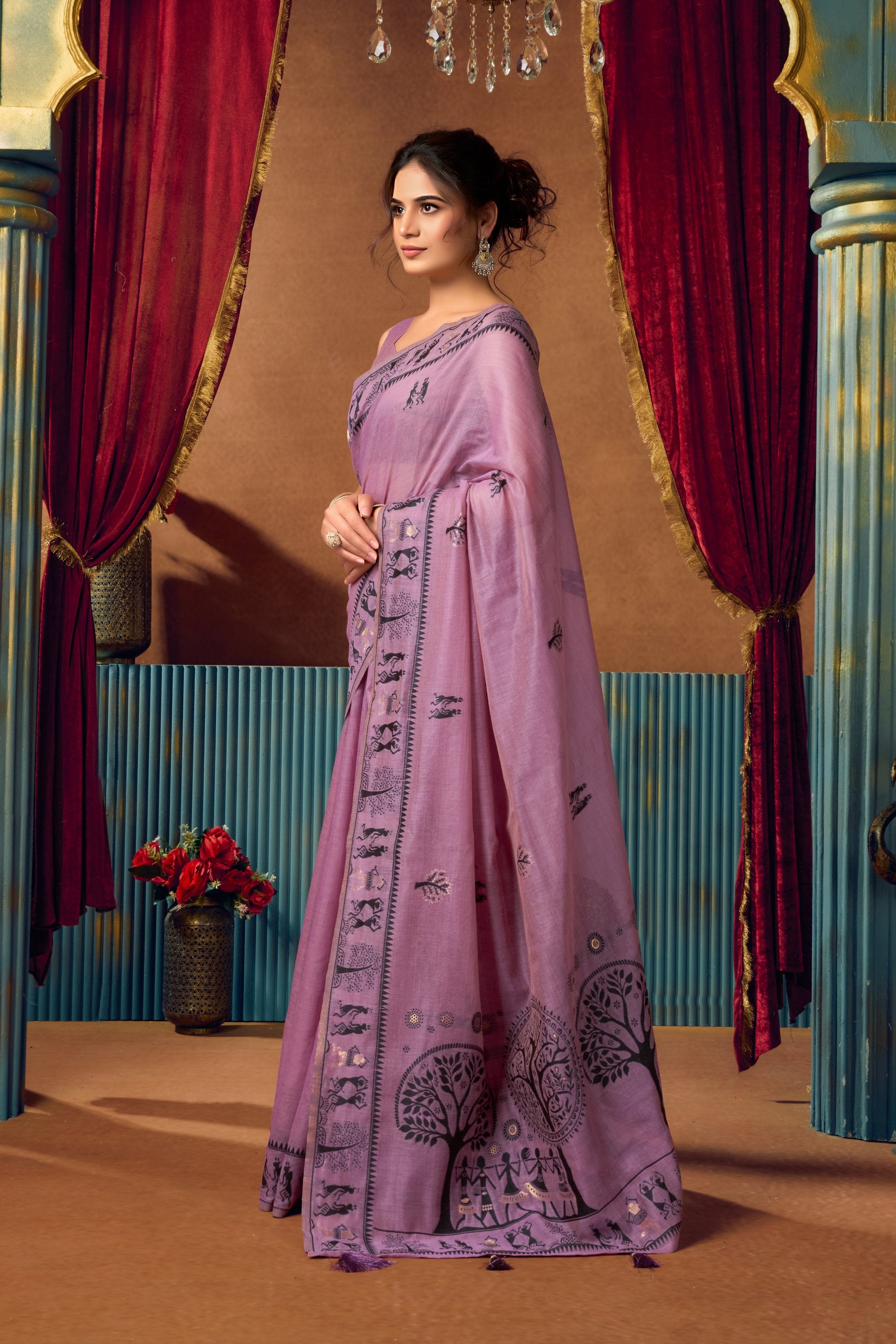 Yamini Saree - Orchid Lilac - Full View