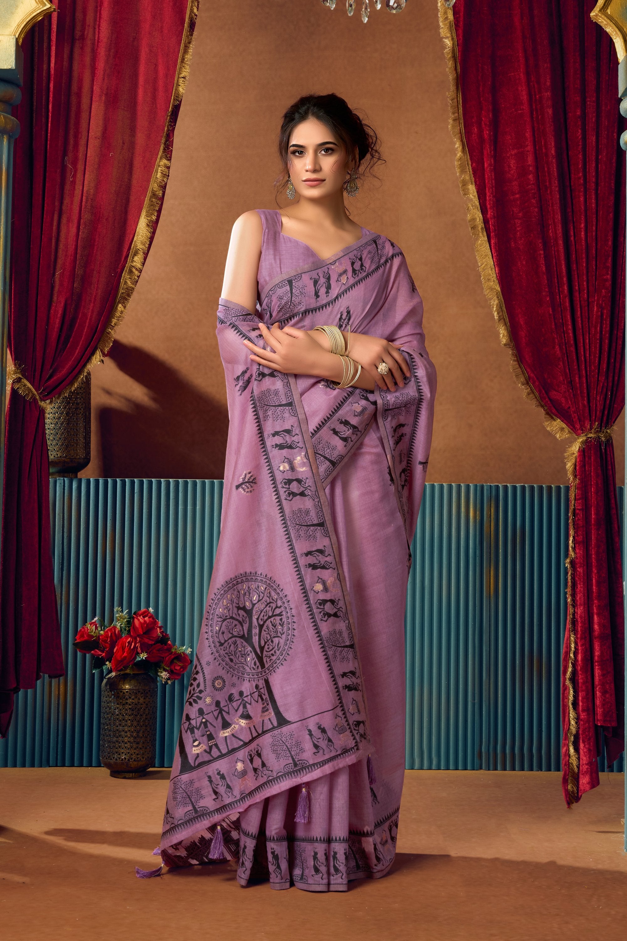 Yamini Saree - Orchid Lilac - Border Detail