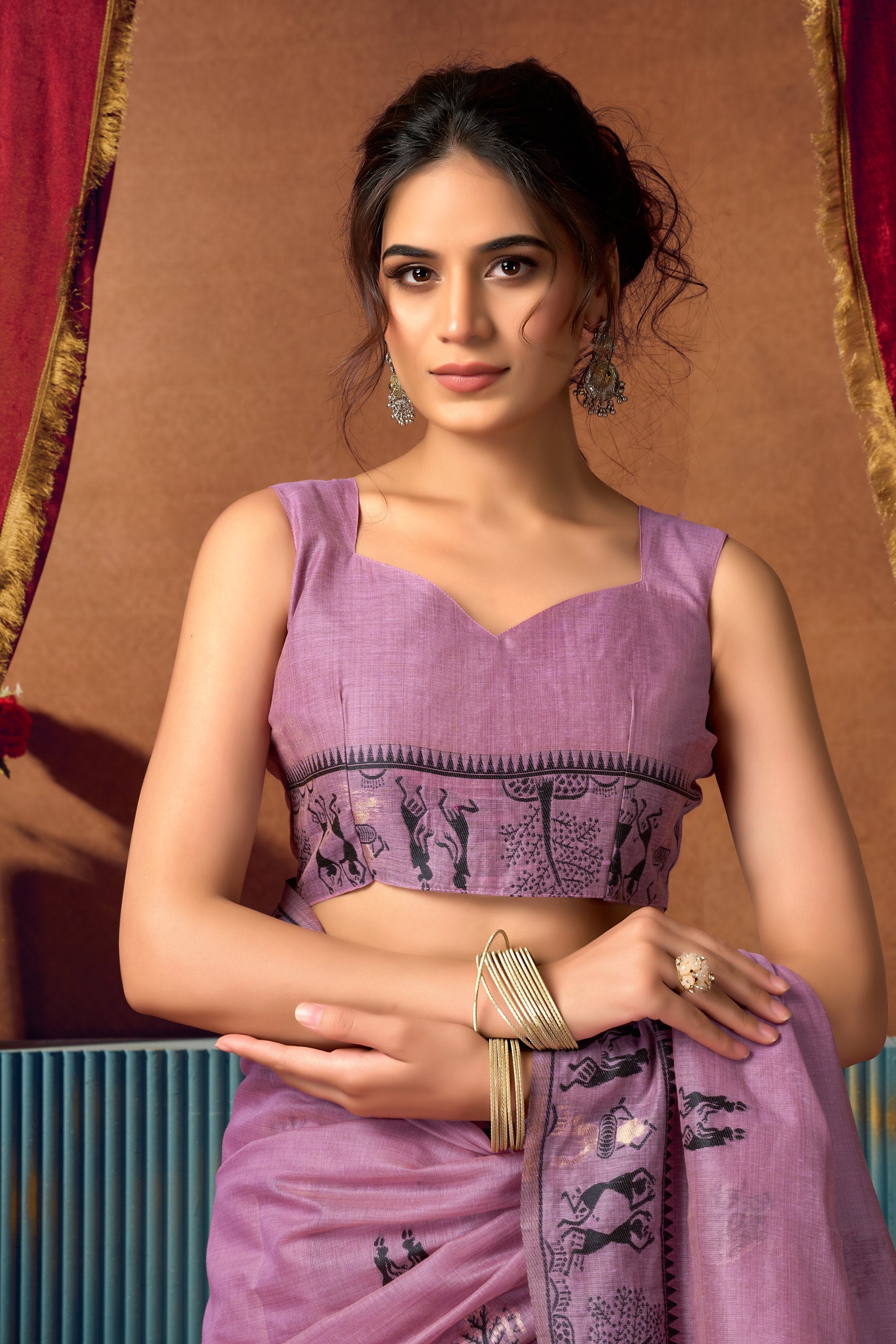Yamini Saree - Orchid Lilac - Close Up
