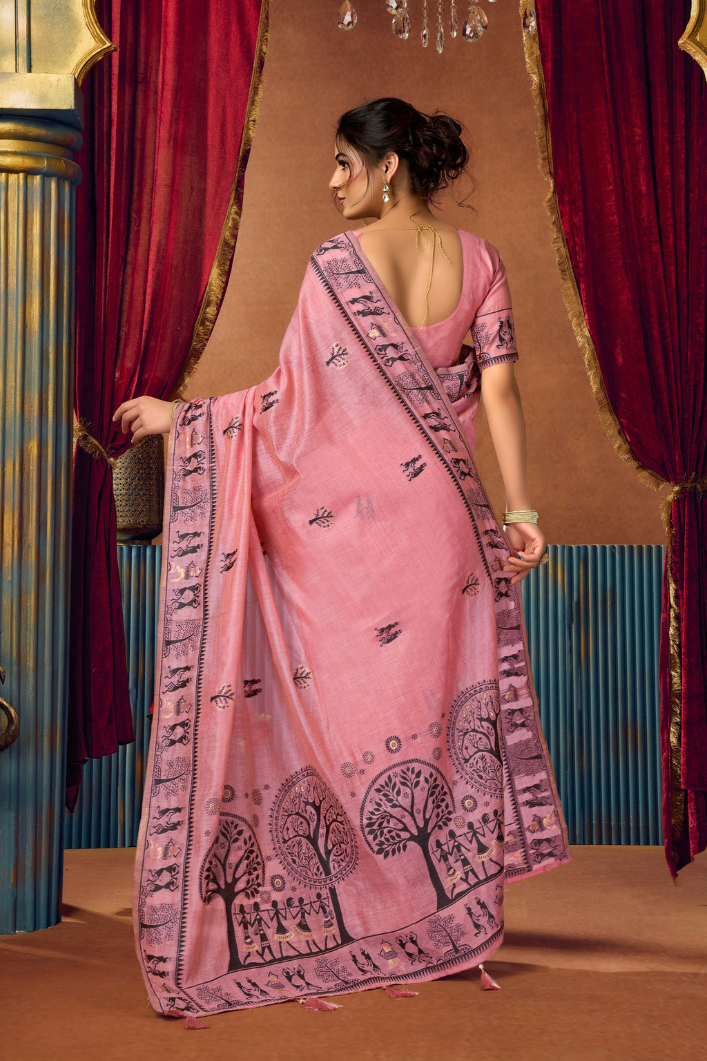 Yamini Saree - Rose Pink - Pallu Detail