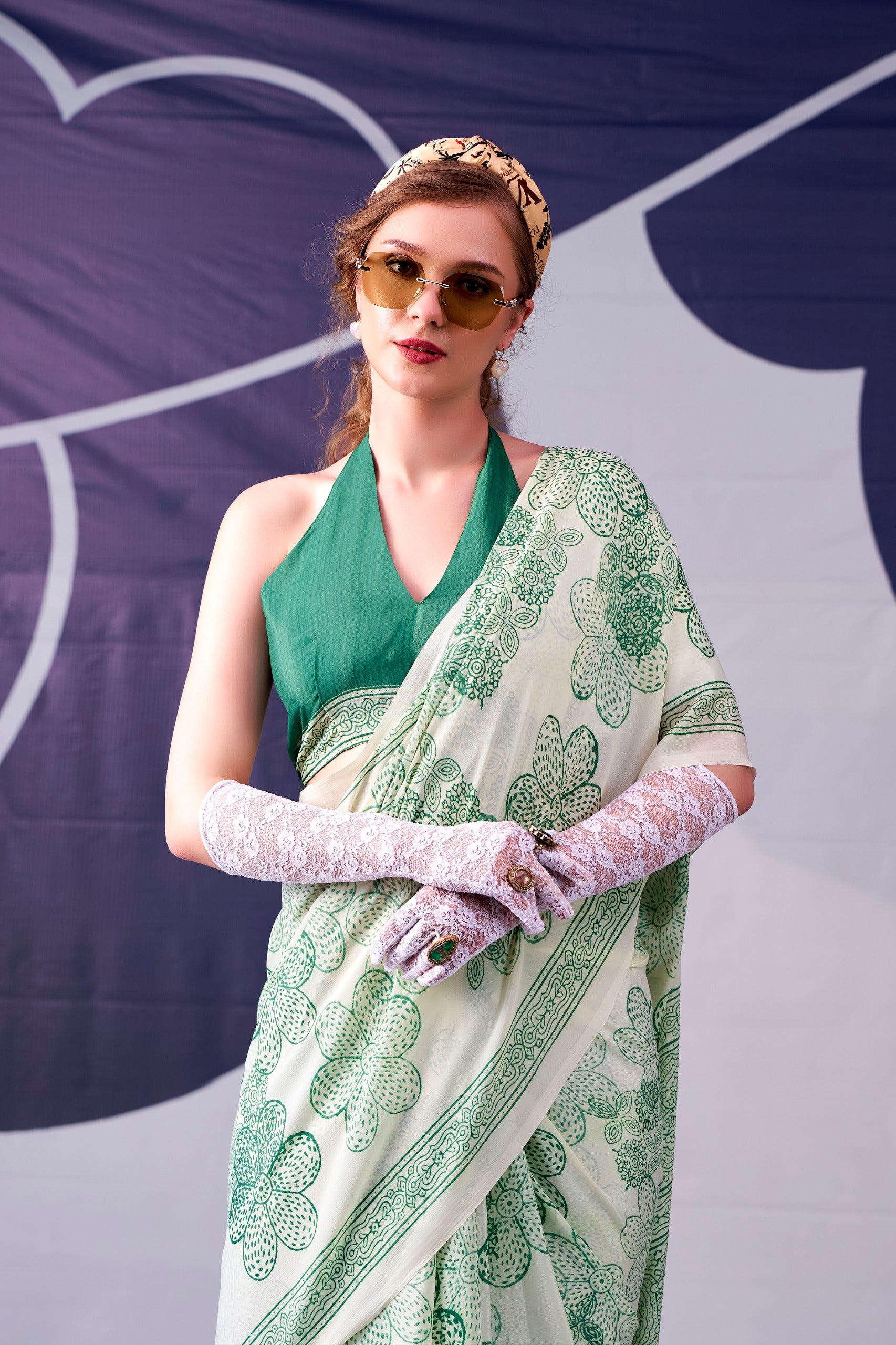 Emerald Bloom Saree