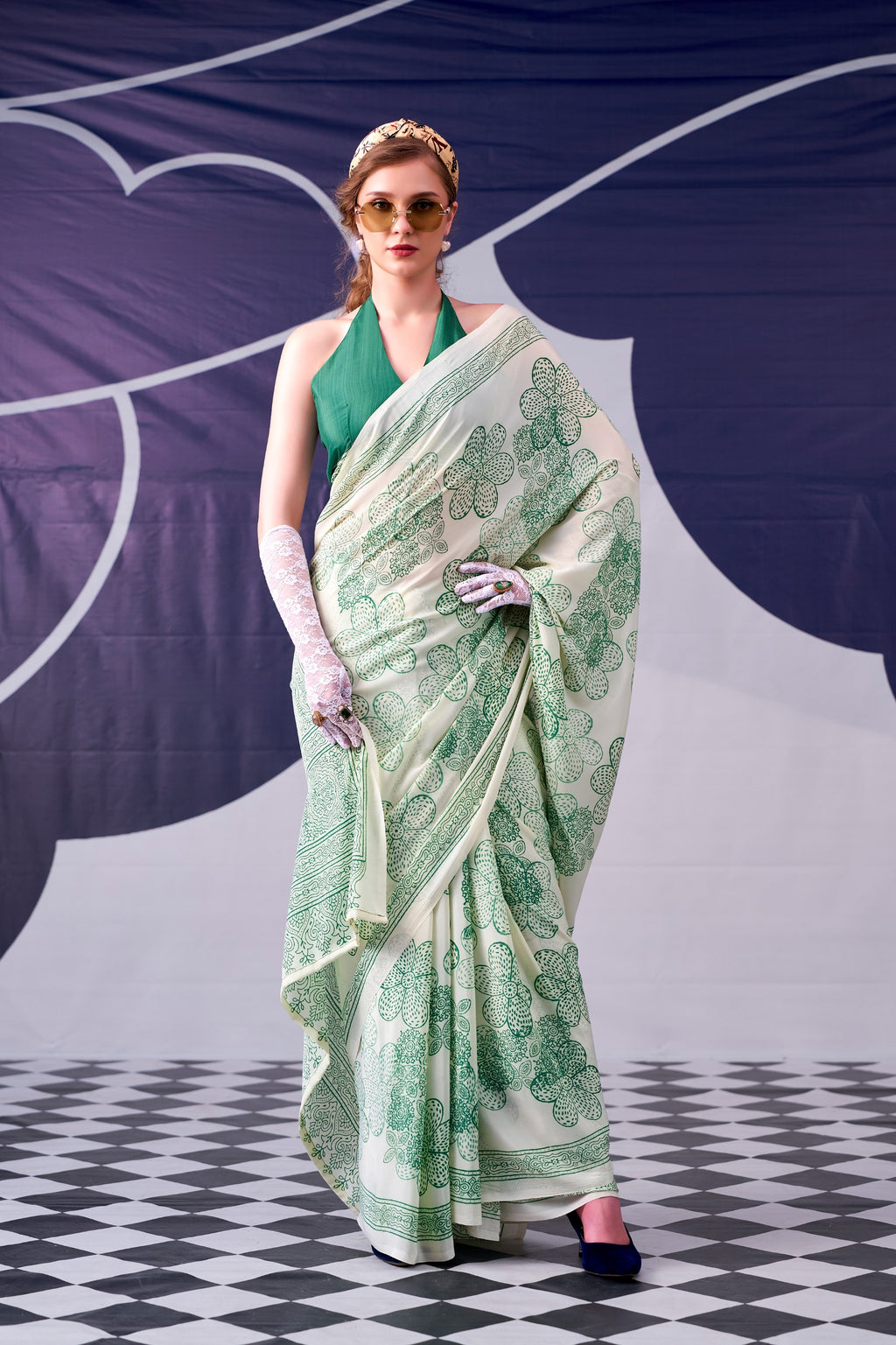 Emerald Bloom Saree