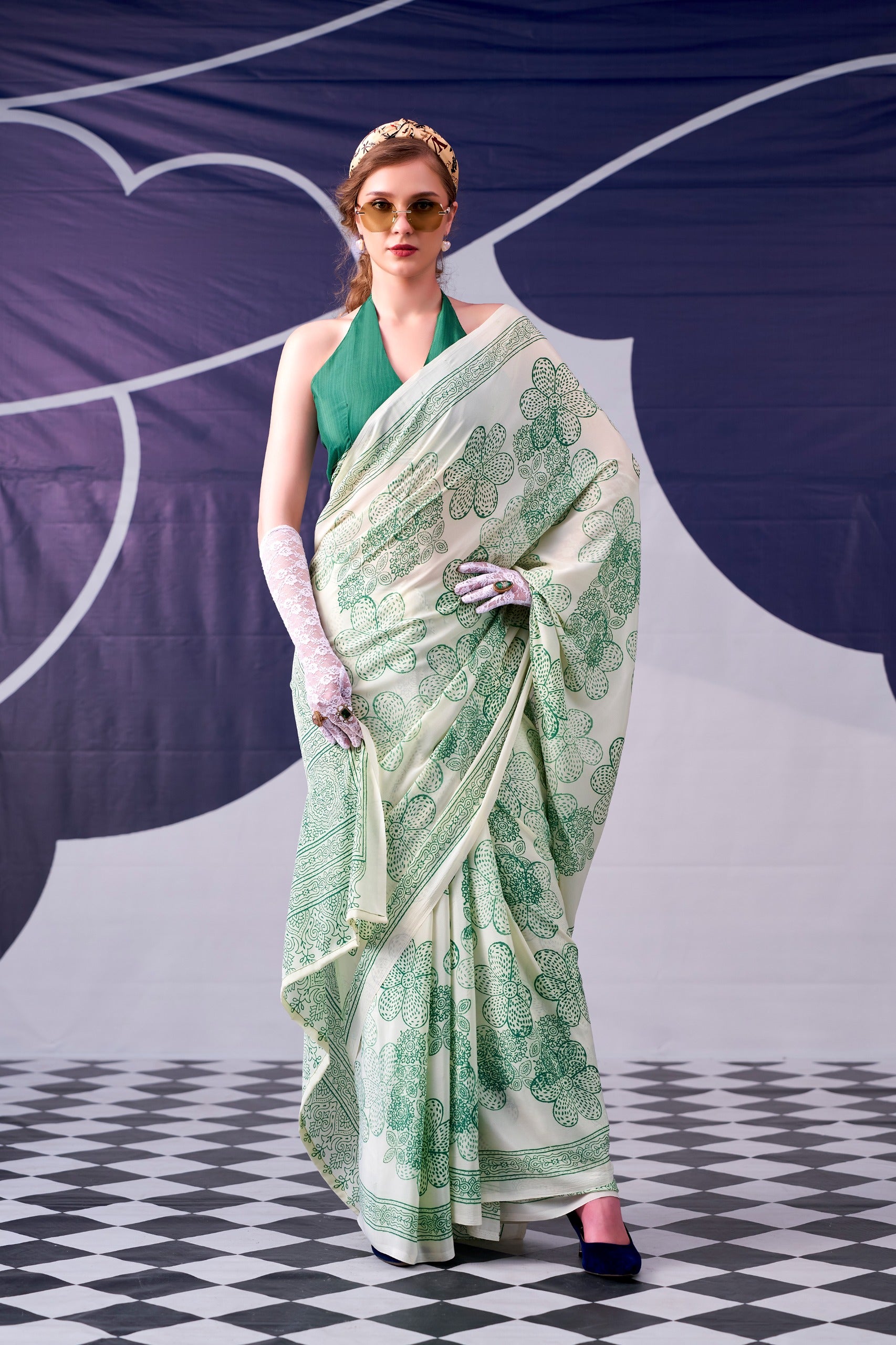 Emerald Bloom Saree