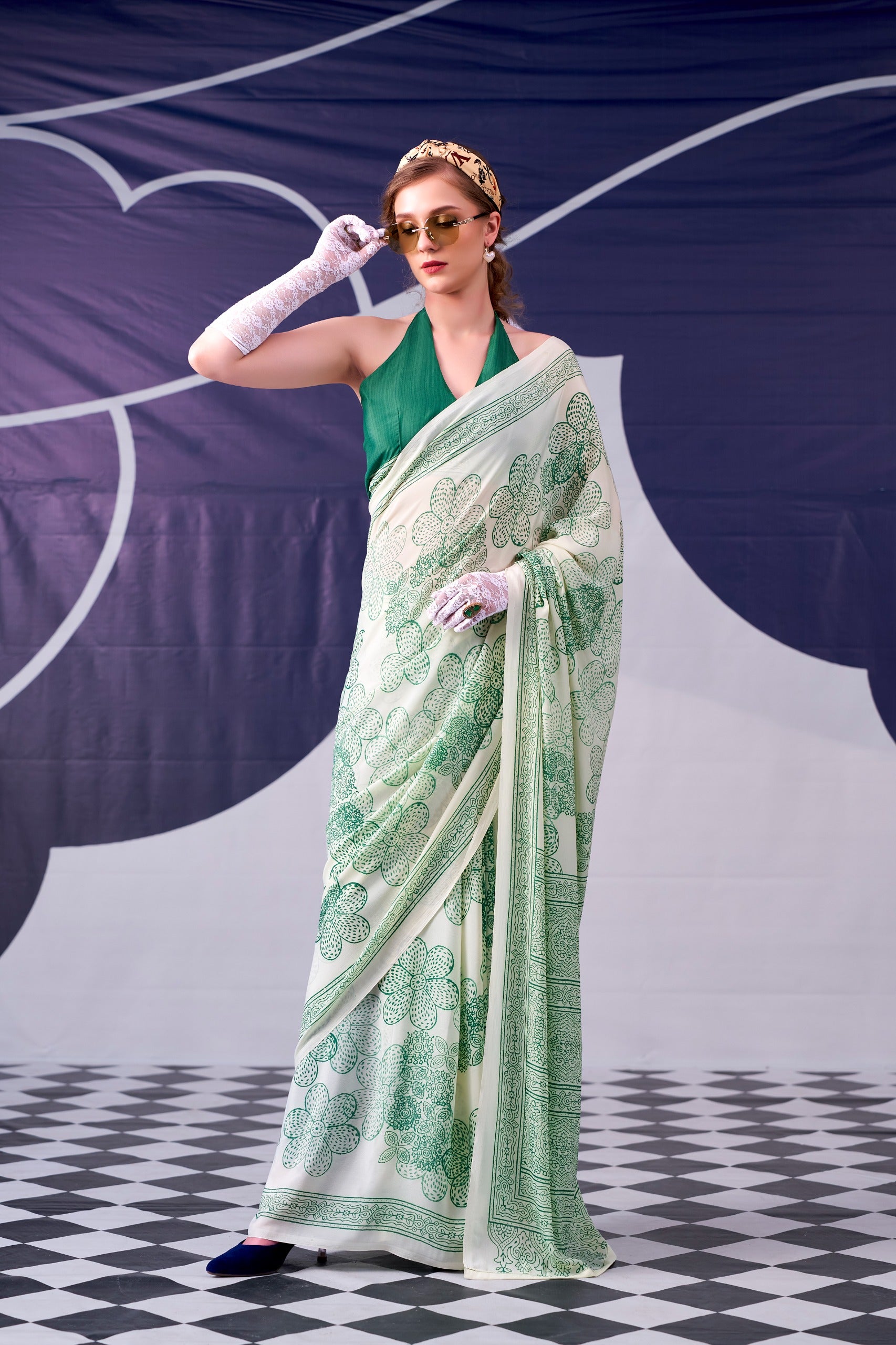 Emerald Bloom Saree