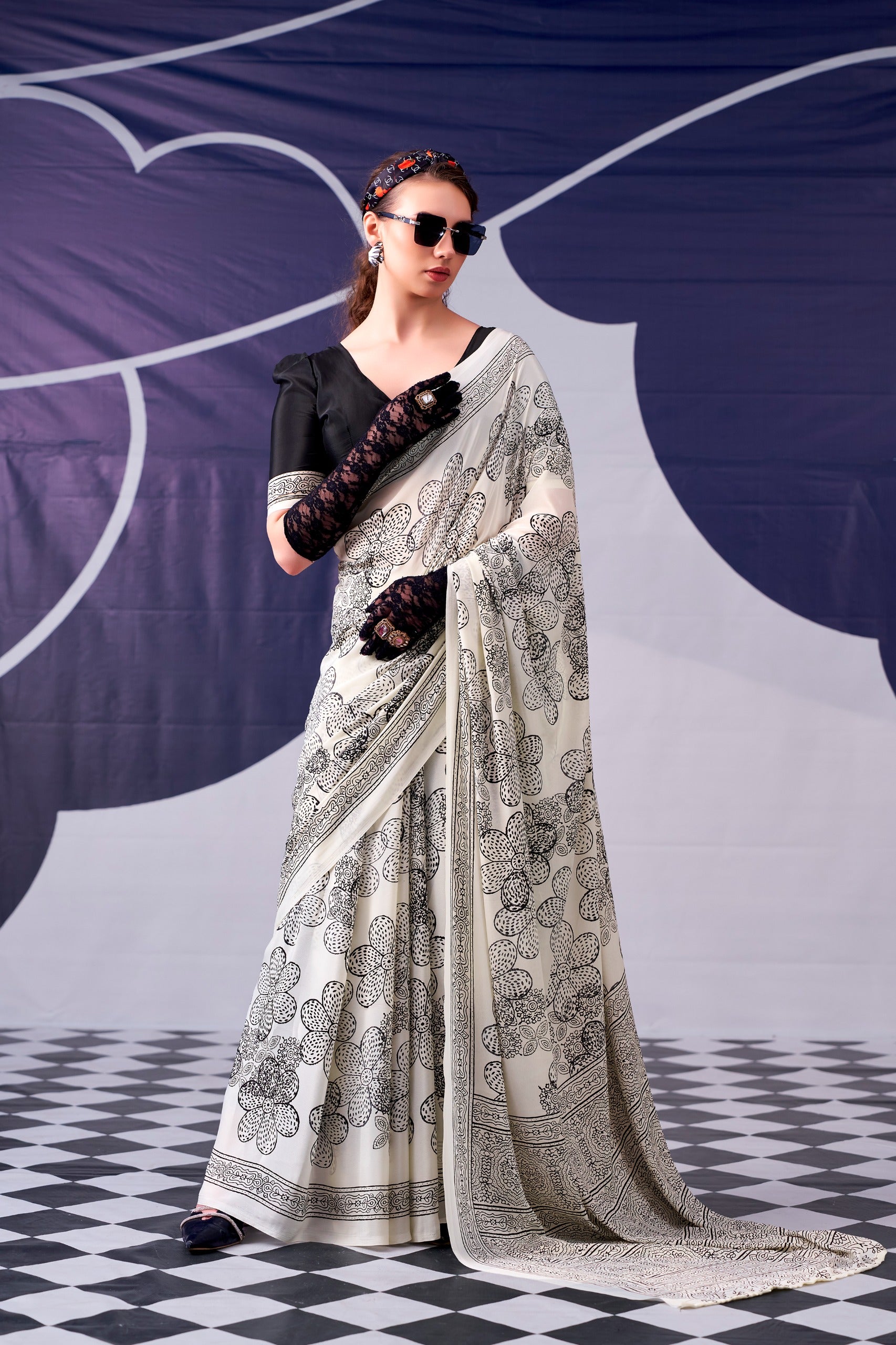 Noir Bloom Saree