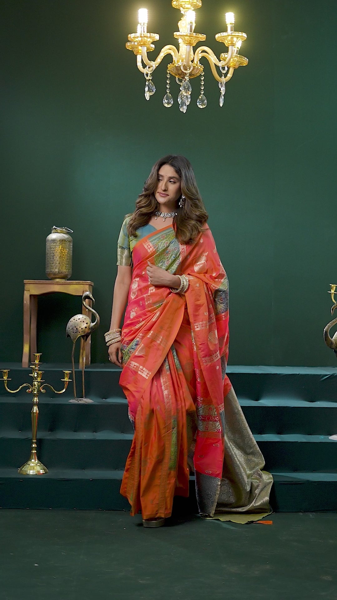 Raagini Saree - Tangerine Orange