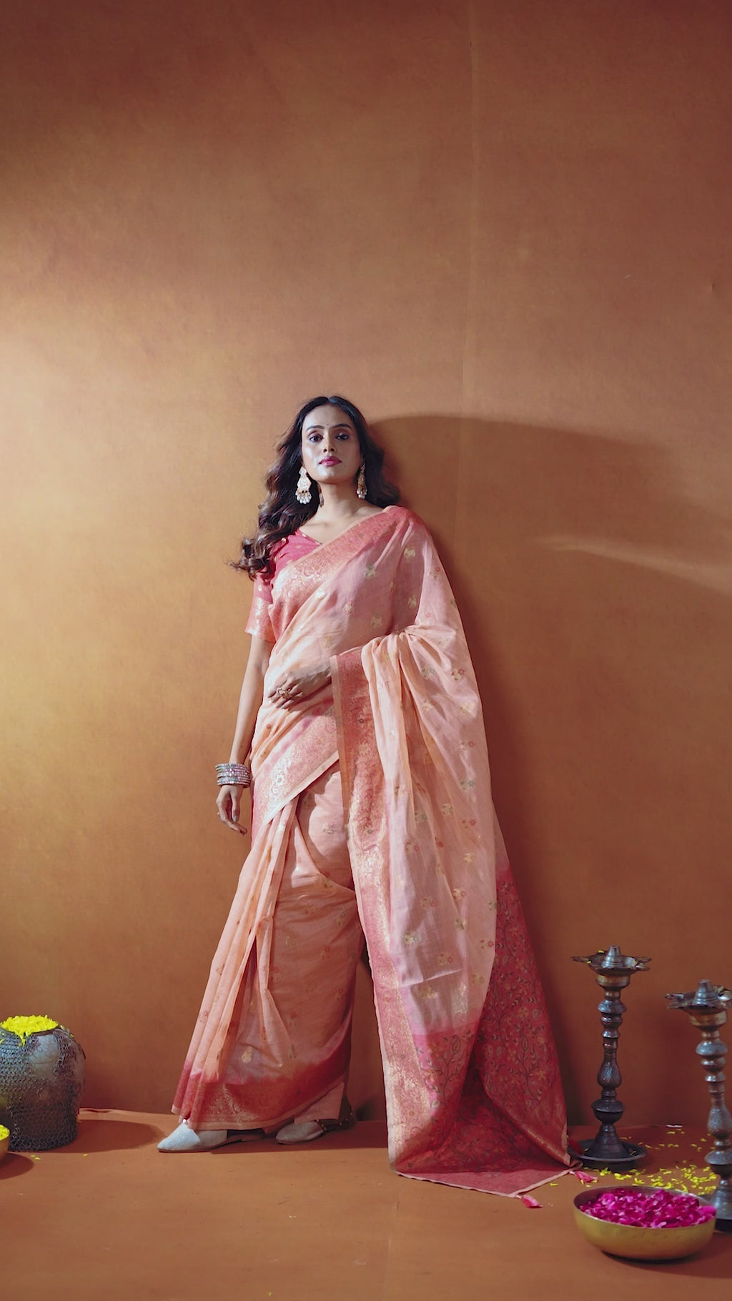 Aashka Saree - Peach Rose