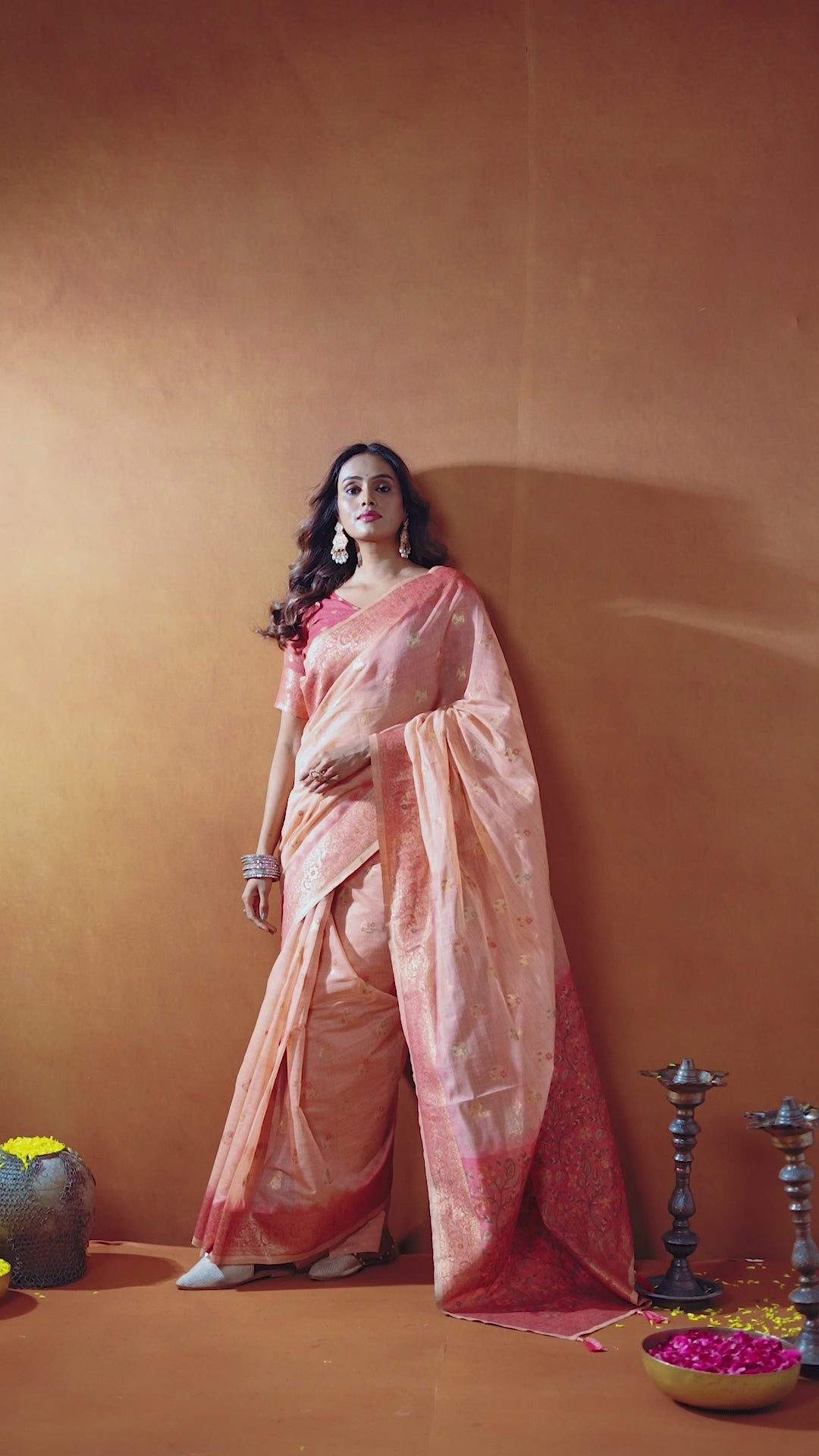Aashka Saree - Peach Rose