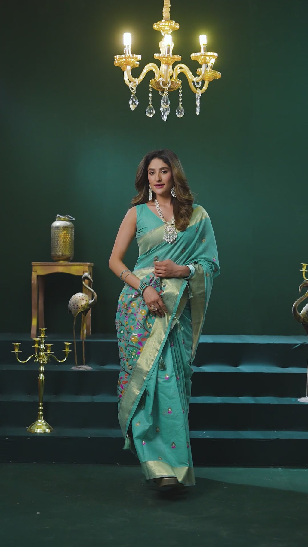 Chaaya Saree - Seafoam Mint