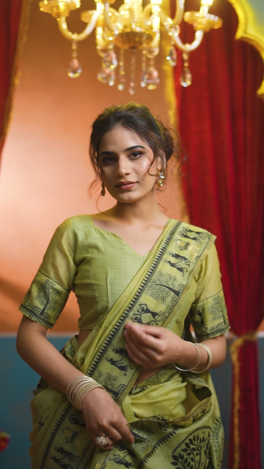 Yamini Saree - Pistachio Olive