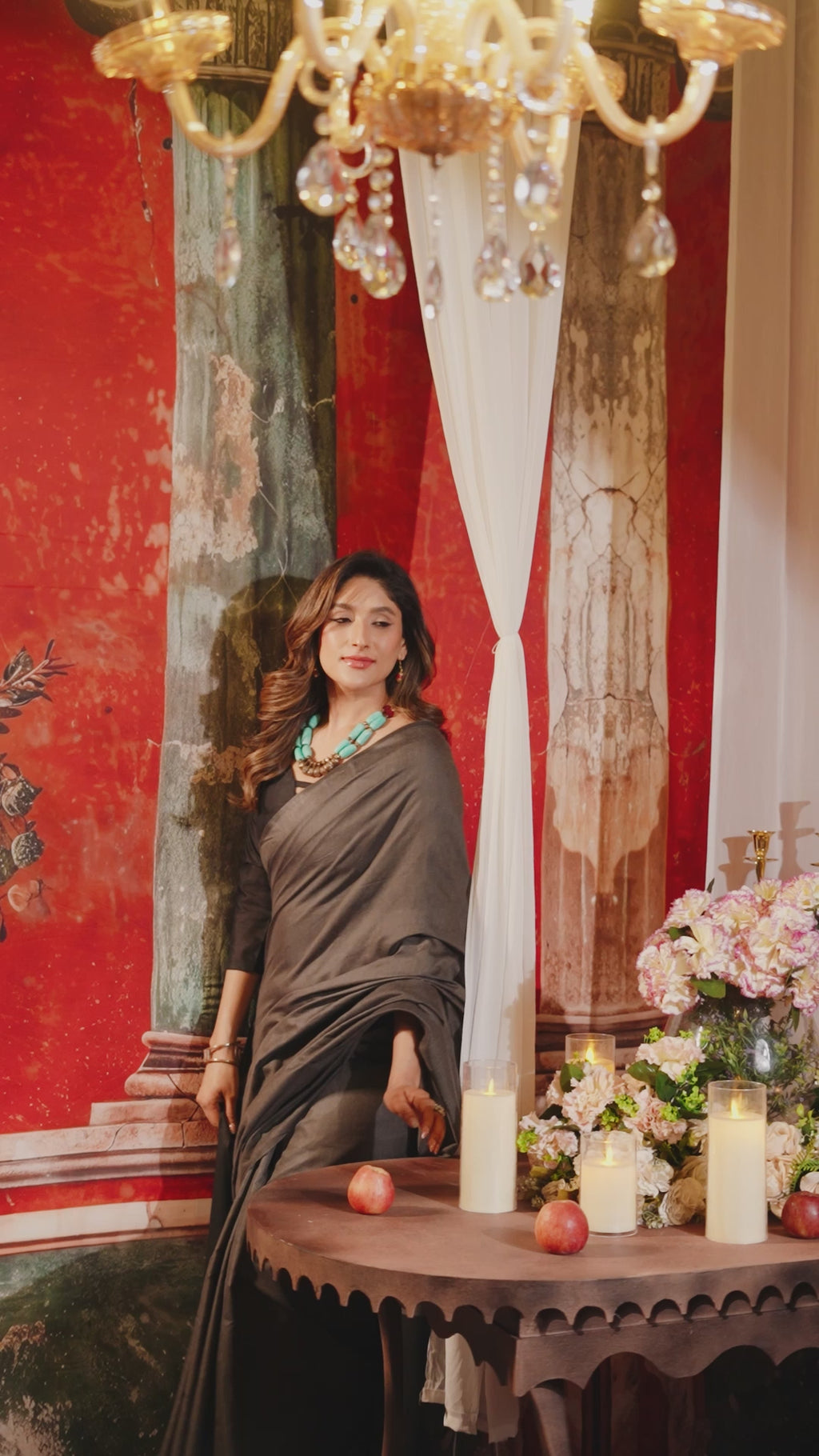Roshni Saree - Steel Grey