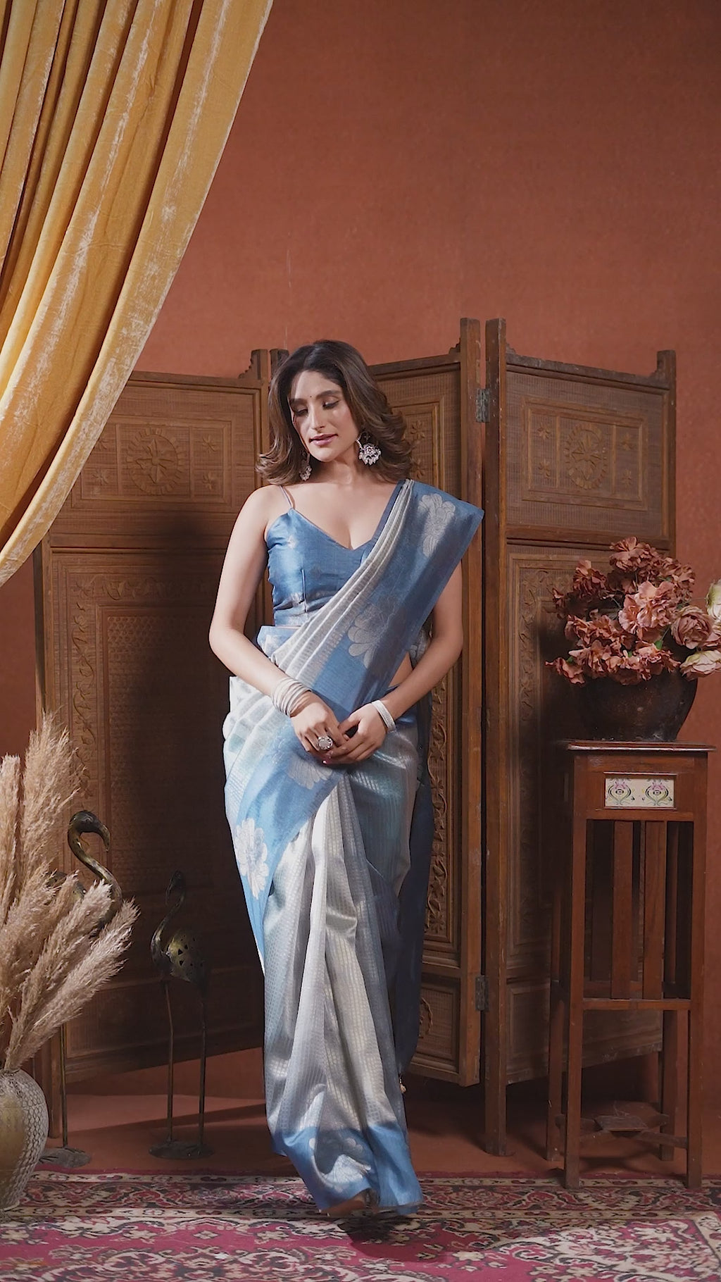 Sitara Saree - Steel Blue