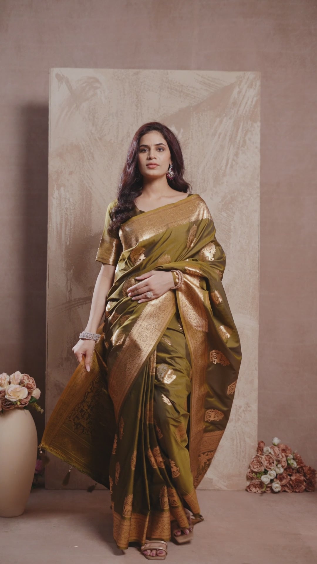 Chandrika Saree - Antique Olive