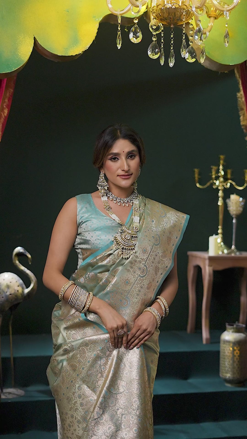 Mohini Saree - Mint Teal