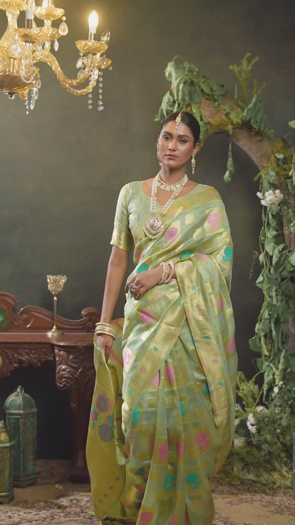 Nayantara Saree - Pistachio Gold