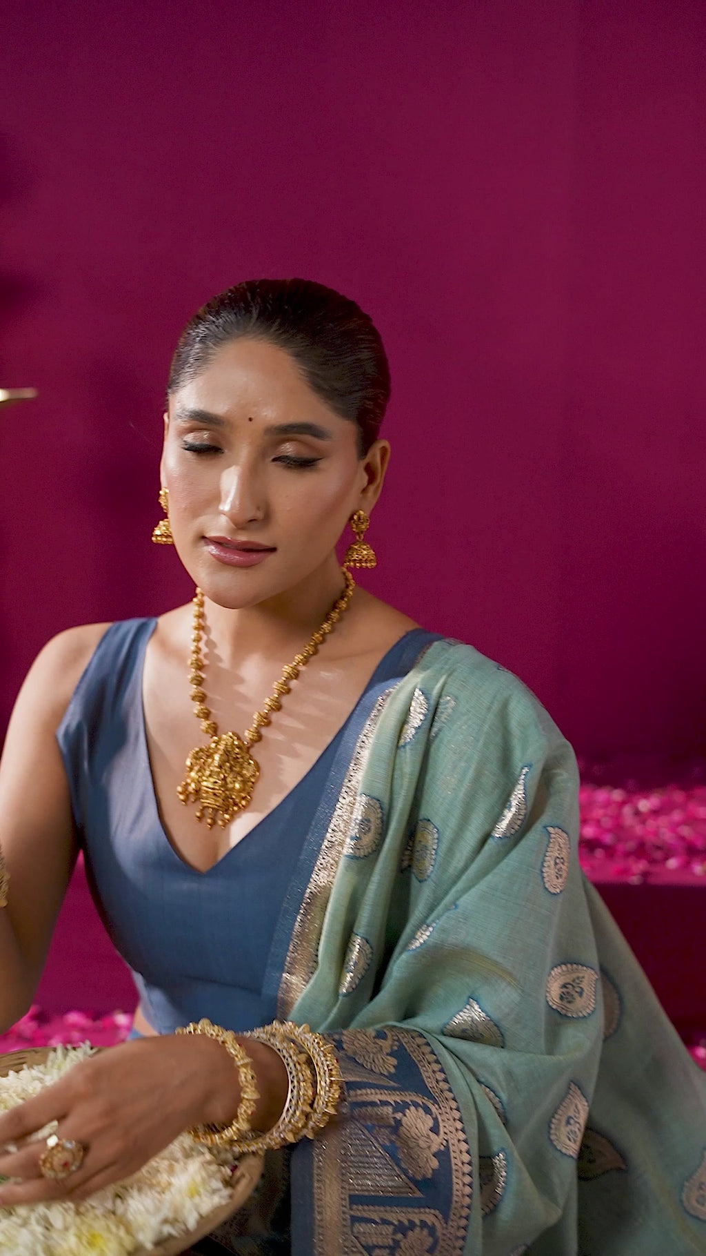 Parinita Saree - Seafoam Teal