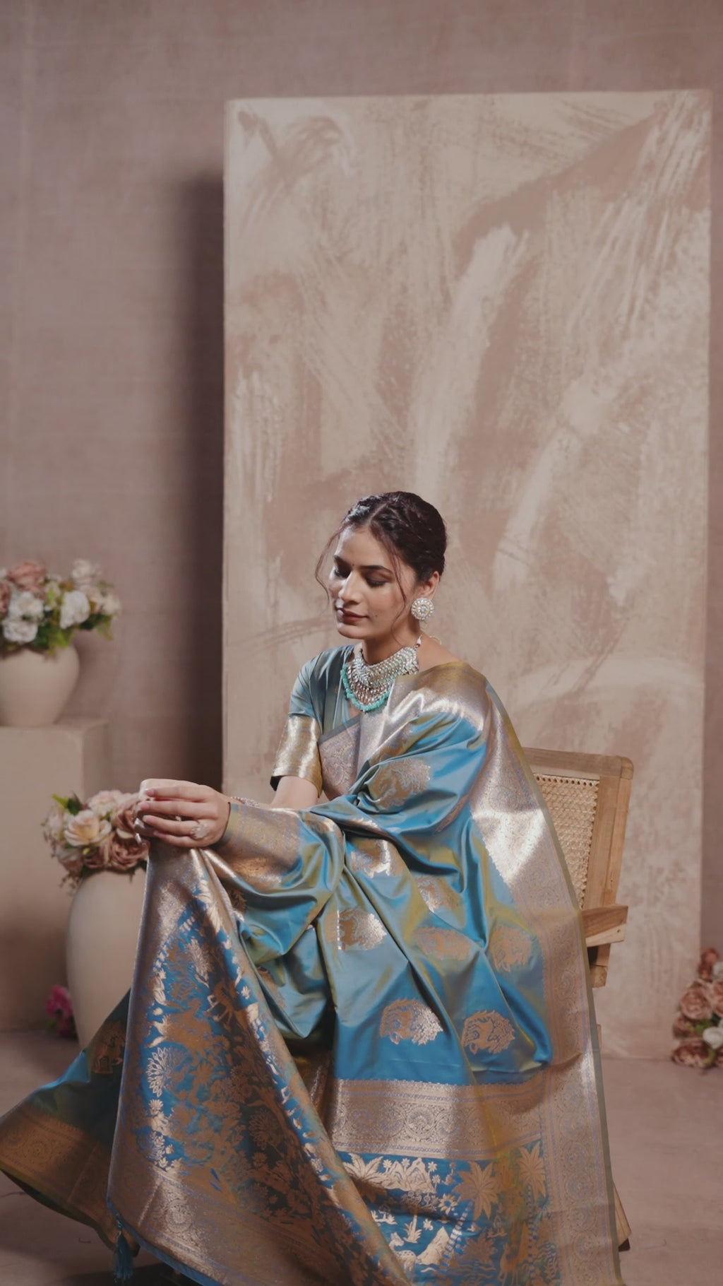 Chandrika Saree - Steel Blue
