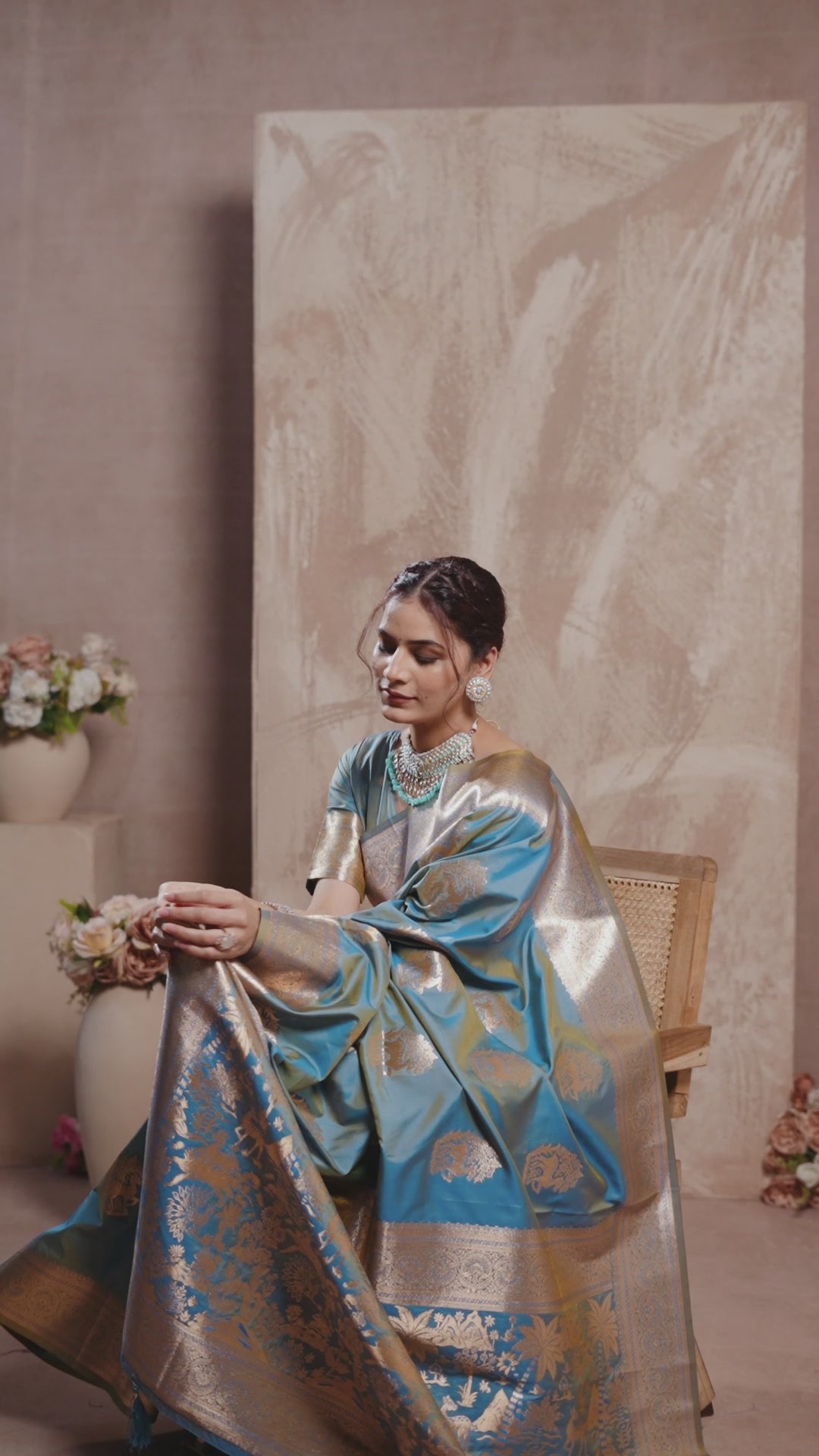 Chandrika Saree - Steel Blue