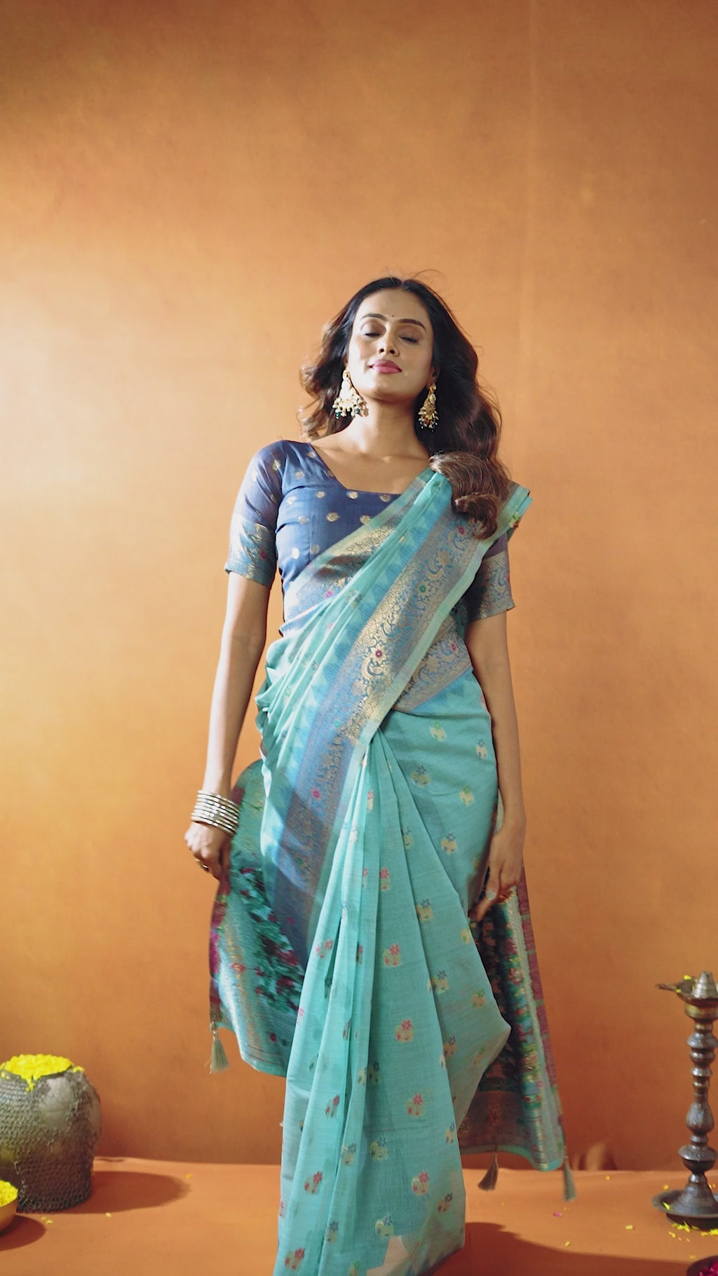 Aashka Saree - Misty Aqua