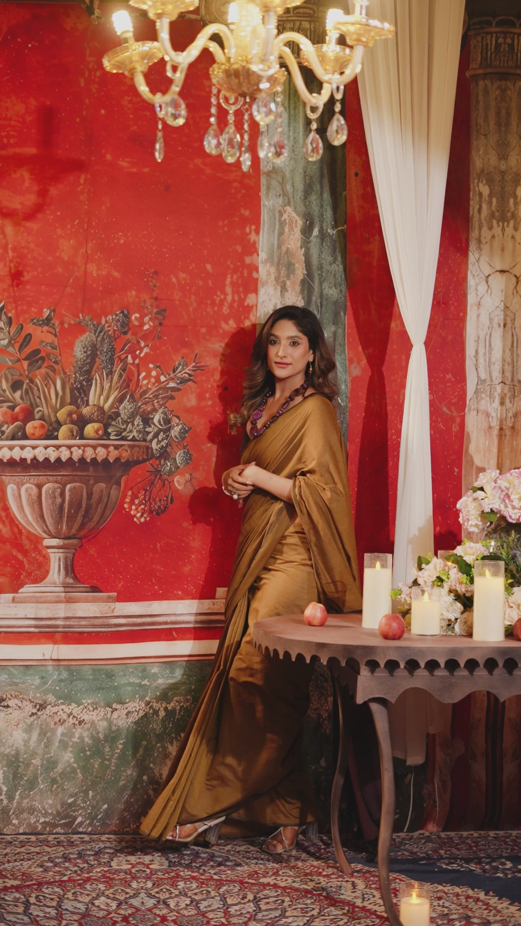 Roshni Saree - Olive Bronze