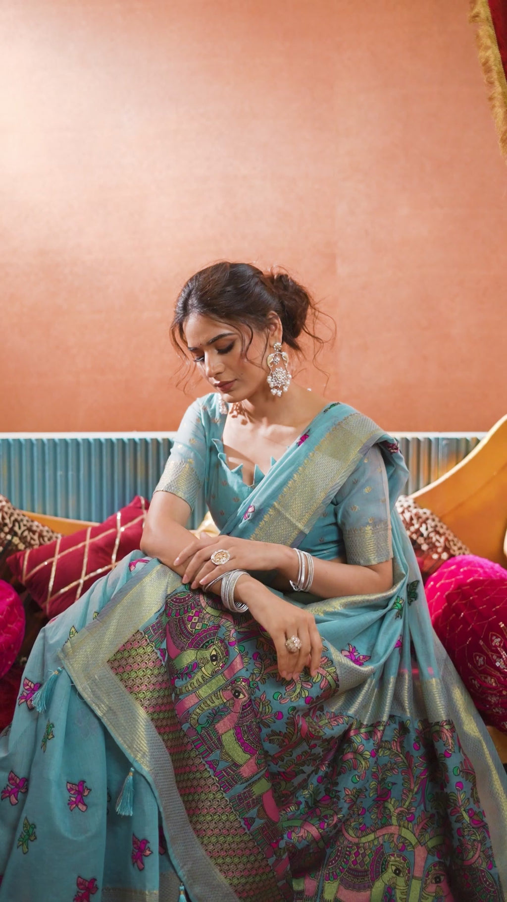 Anisha Saree - Aqua Blue