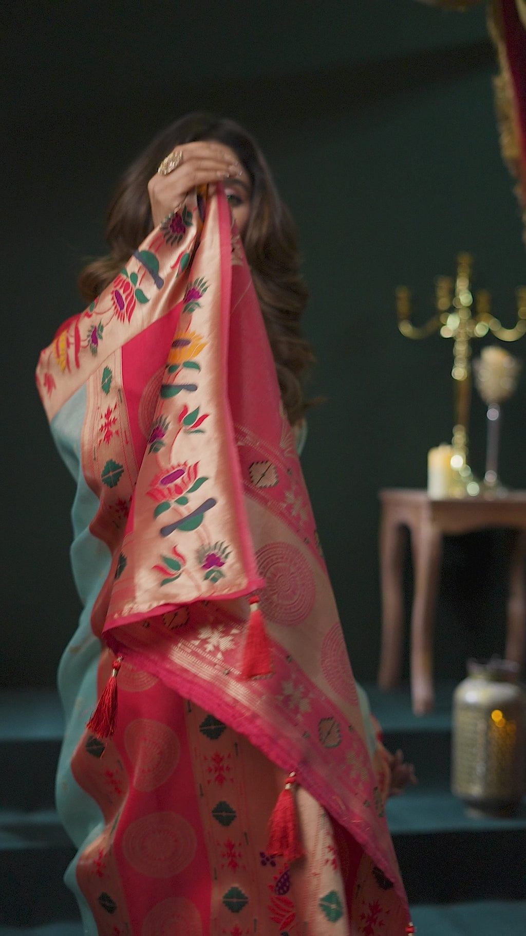 Nazrana Saree - Mint Green