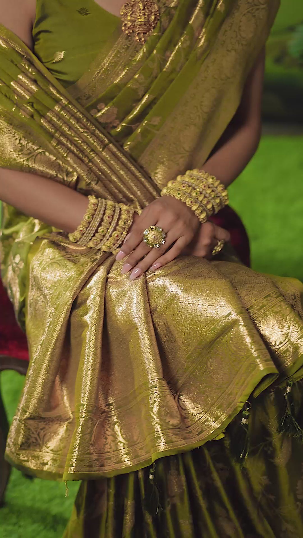 Virasat Saree - Antique Olive