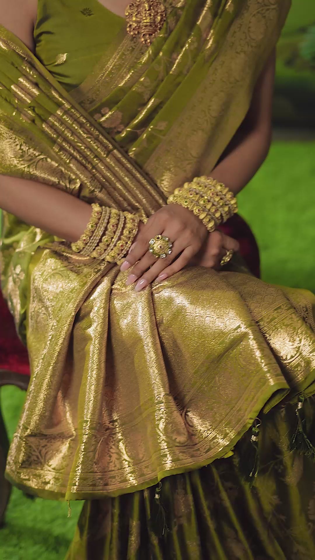 Virasat Saree - Antique Olive