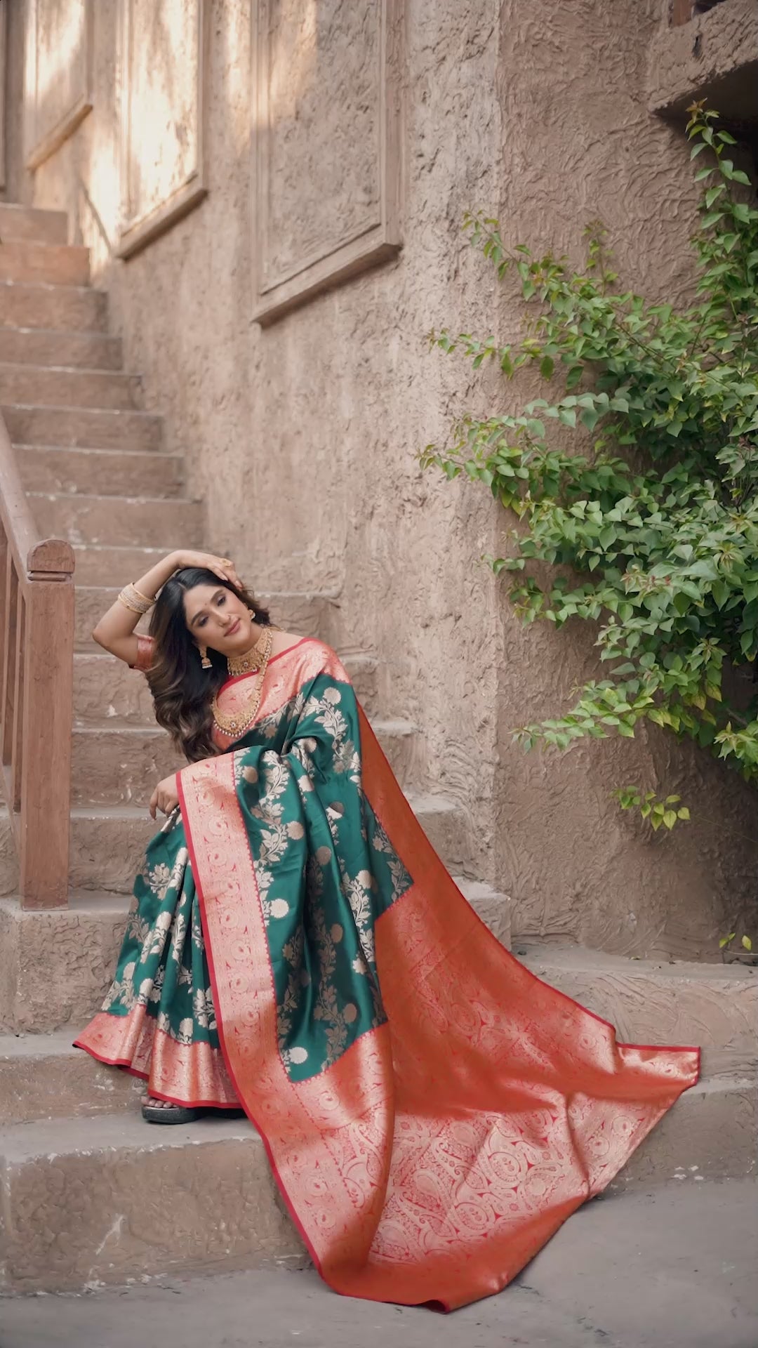 Ruhaani Saree - Forest Green