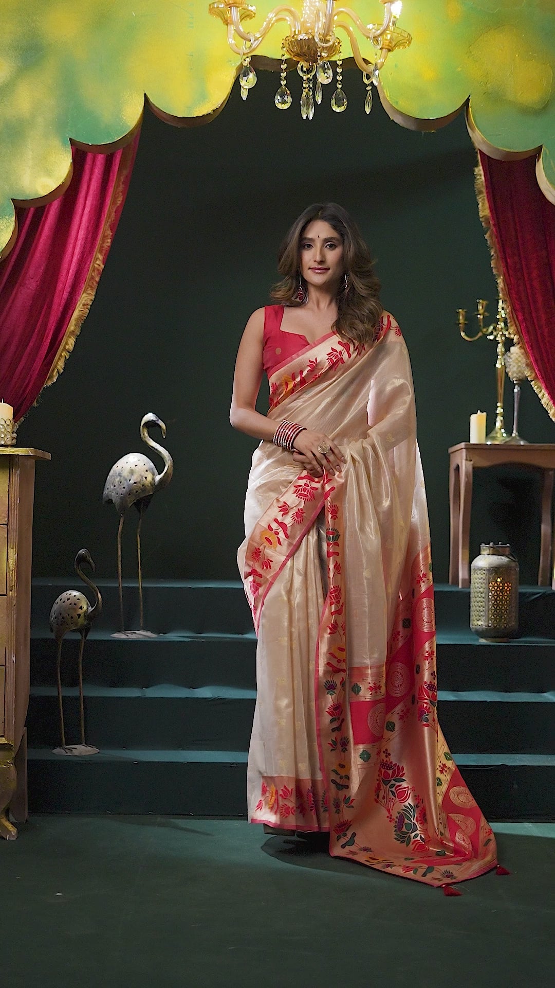 Nazrana Saree - Champagne Cream