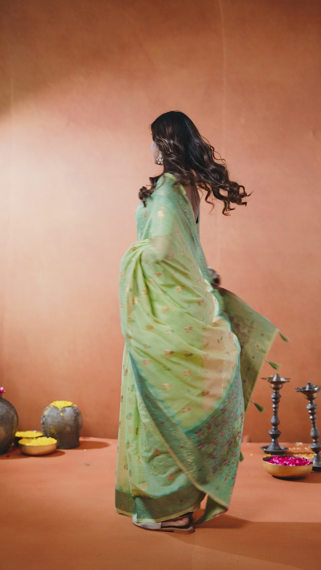 Aashka Saree - Pistachio Mint