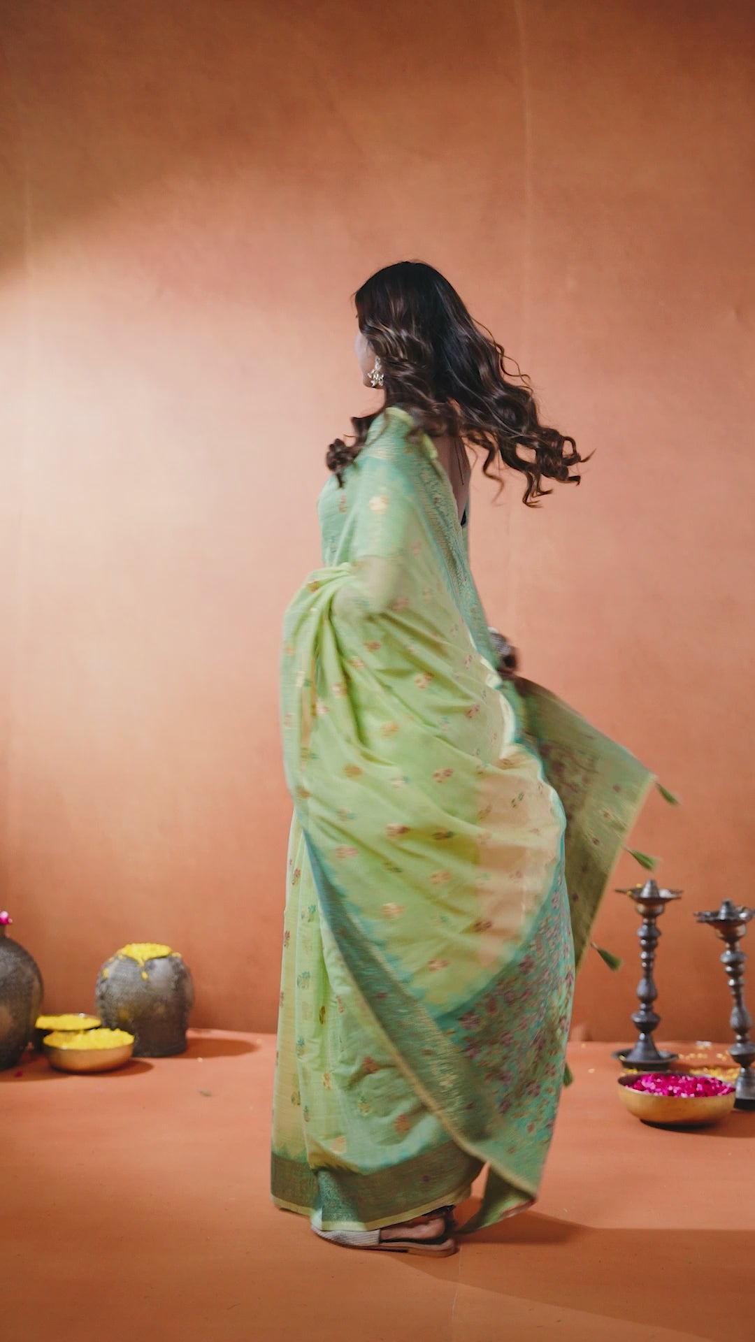 Aashka Saree - Pistachio Mint